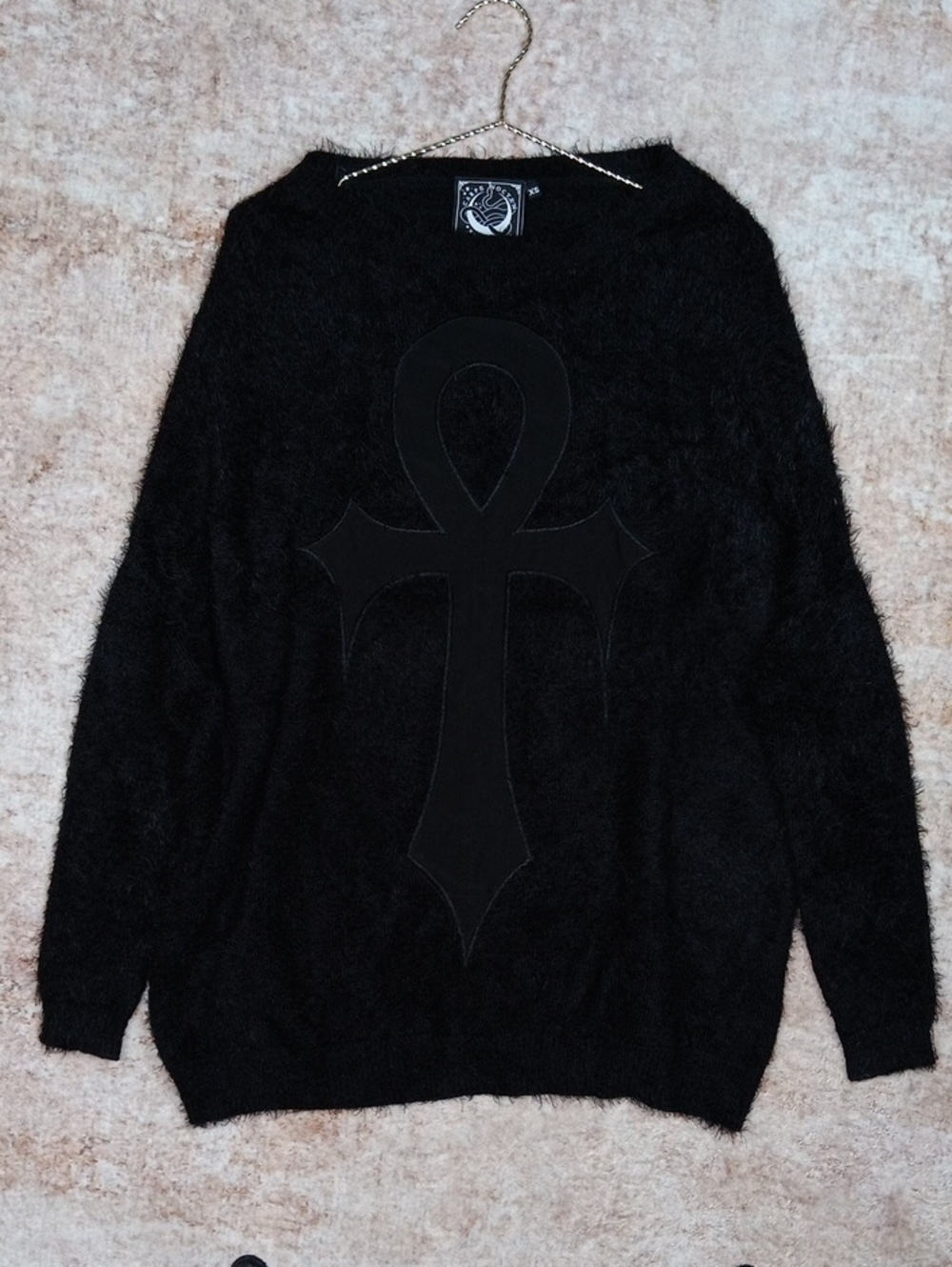 Killstar Carpe Octem AnkhBlack Fuzzy Sweater Womens XS
